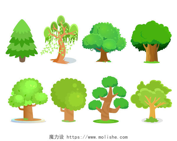 植树节卡通树植树png素材 psd312植树节元素
